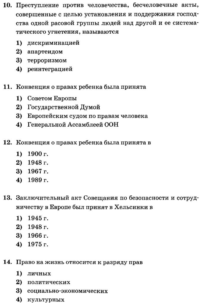 Контрольная работа по теме Права человека и гражданина